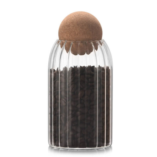 high quality glass food storage jar container with seal cork round stopper lids