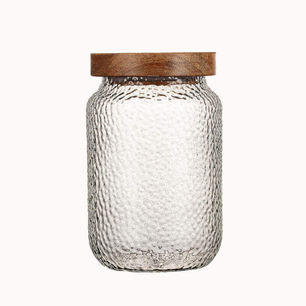 factory directly clear glass canisters glass food storage jar with acacia lids