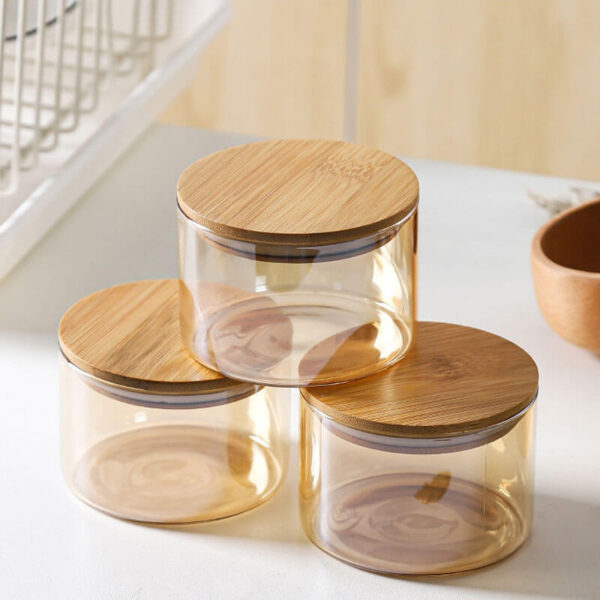 glass canisters with bamboo lids with airtight lid