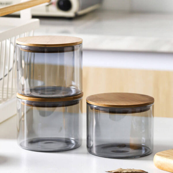 glass canisters with bamboo lids with airtight lid