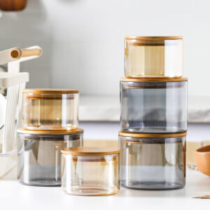 glass canisters with bamboo lids with airtight lid