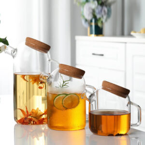 factory directly restaurant decor cork glass tea pot glass pitcher with airtight cork lid