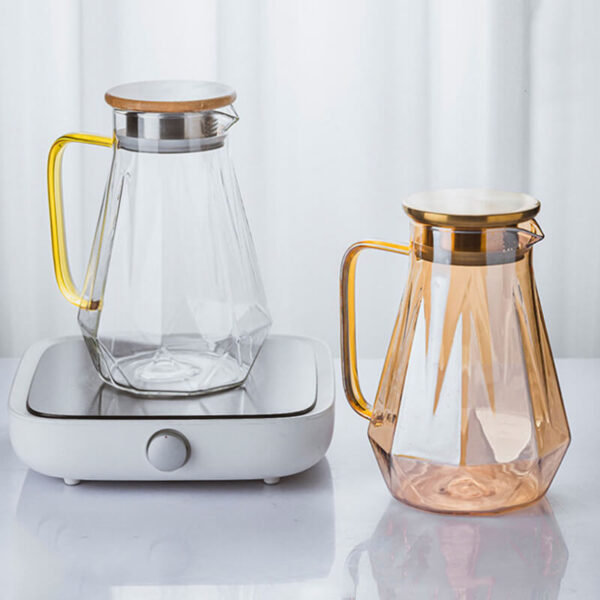 high quality amber light luxury style borosilicate glass pitcher with lid