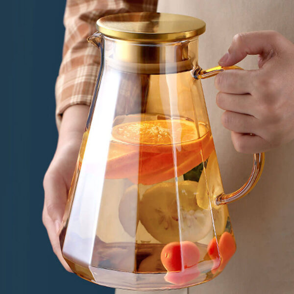 high quality amber light luxury style borosilicate glass pitcher with lid