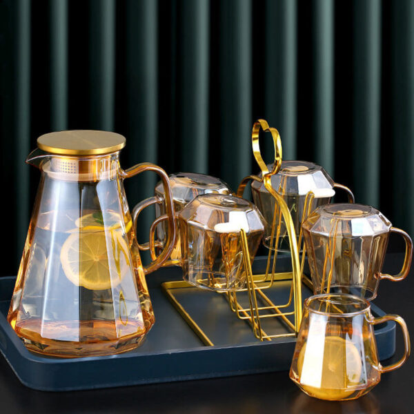 high quality amber light luxury style borosilicate glass pitcher with lid