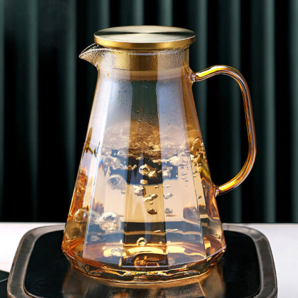 high quality amber light luxury style borosilicate glass pitcher with lid