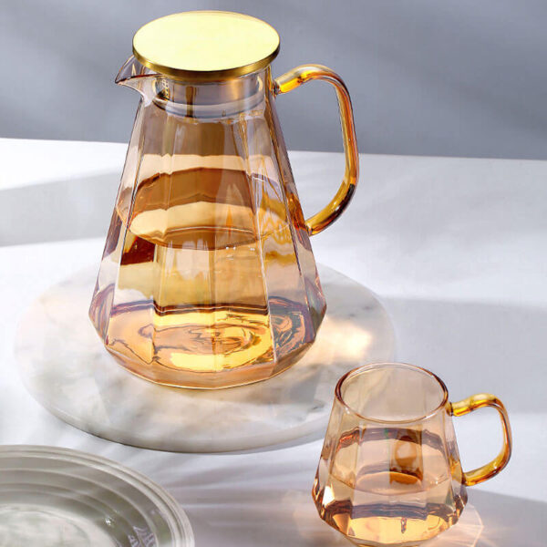 high quality amber light luxury style borosilicate glass pitcher with lid