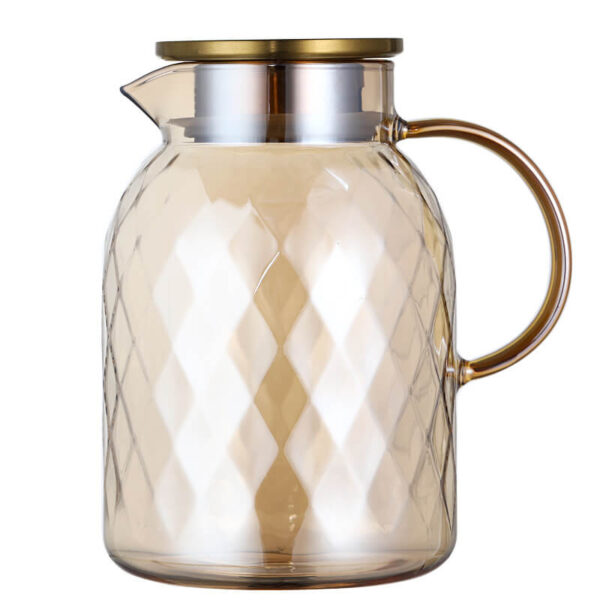 amber light luxury style borosilicate glass pitcher with lid for hot/cold water (复制)