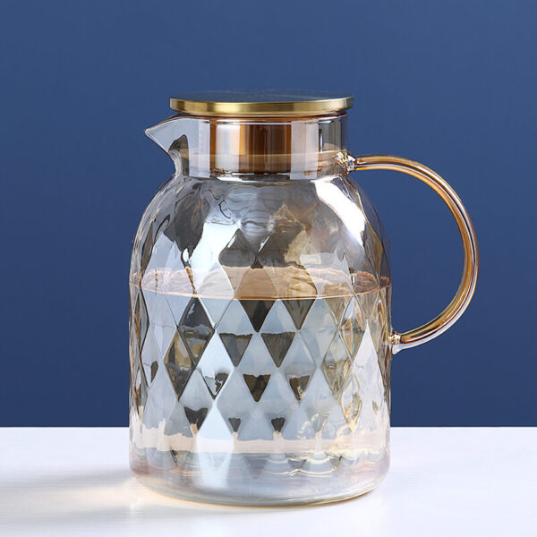 amber light luxury style borosilicate glass pitcher with lid for hot/cold water (复制)