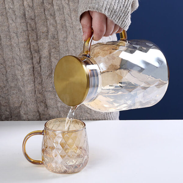 amber light luxury style borosilicate glass pitcher with lid for hot/cold water (复制)