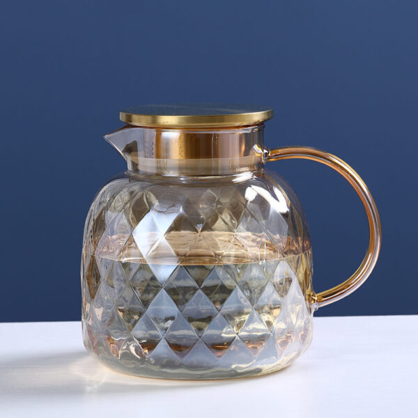 amber light luxury style borosilicate glass pitcher with lid for hot/cold water (复制)