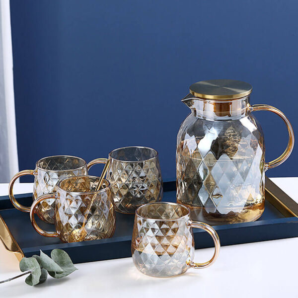 amber light luxury style borosilicate glass pitcher with lid for hot/cold water (复制)