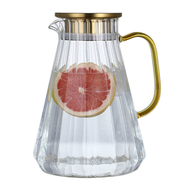 factory directly creative embossed stripe clear crystal glass pitcher with filter lid