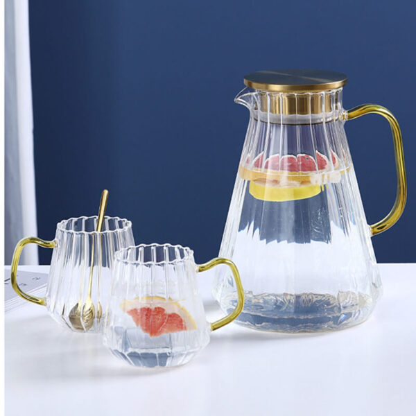 factory directly creative embossed stripe clear crystal glass pitcher with filter lid