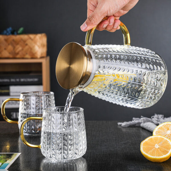 amber light luxury style borosilicate glass pitcher with lid for hot/cold water (复制)