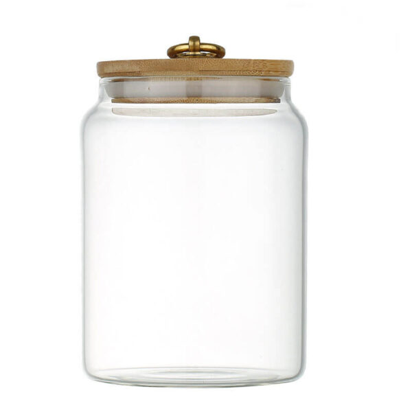 new arrival high borosilicate glass creative bulk food storage jar with wooden lid