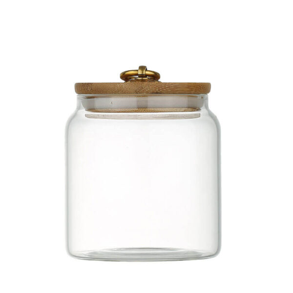 new arrival high borosilicate glass creative bulk food storage jar with wooden lid