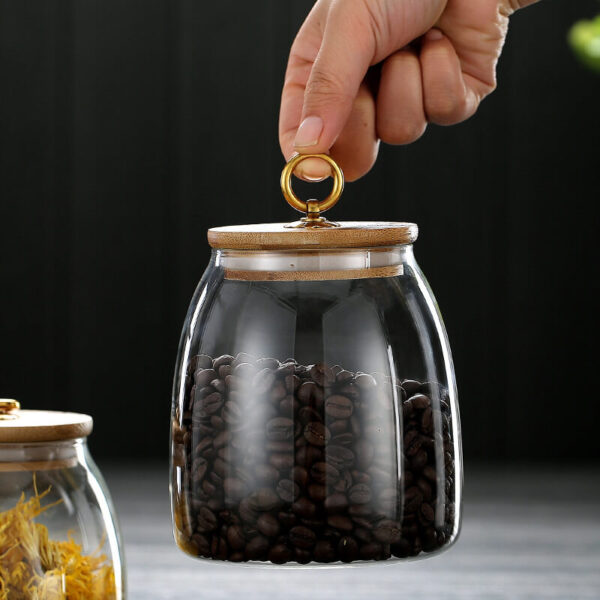 new arrival high borosilicate glass creative bulk food storage jar with wooden lid