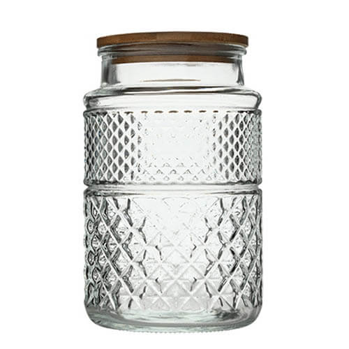 cereal large glass canister with bamboo lid