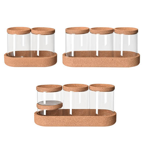 cork lid glass storage jar set