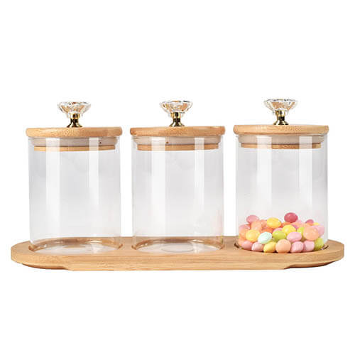 diamond lid glass storage jar set