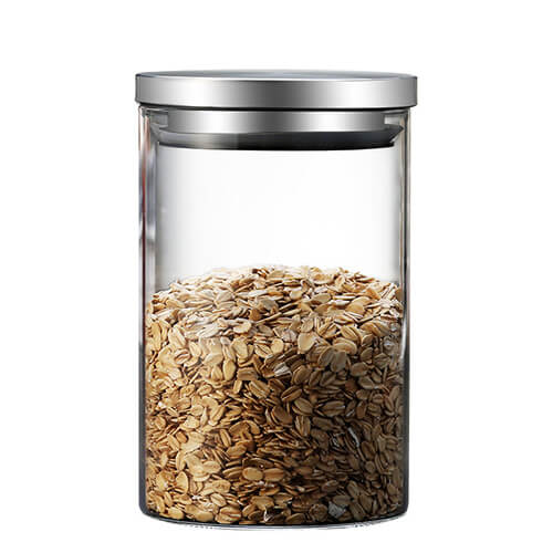 glass storage jar with stainless steel lid