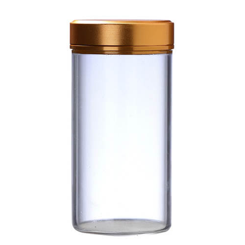 glass storage jar with alloy lid