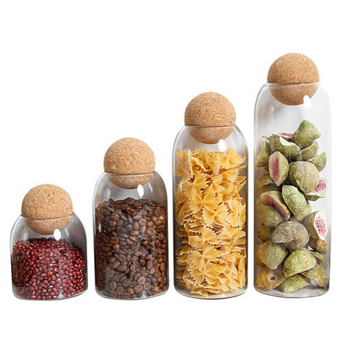 glass storage jar with cork lid