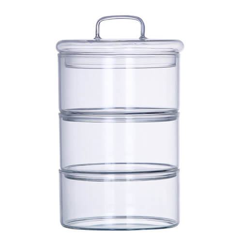 multi layer glass storage jar with glass lid