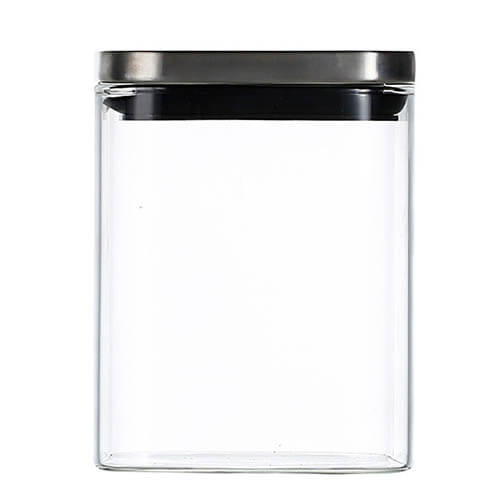 borosilicate glass jar with stainless lid