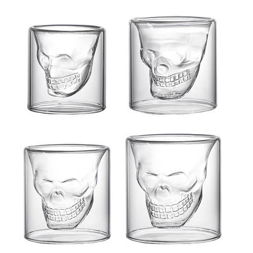 double wall skull glass cup