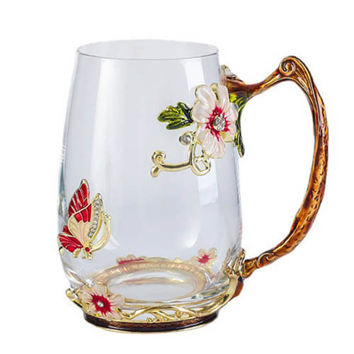 embed flower glass tea cup