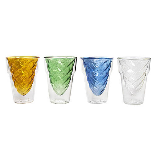 ice cream colored glass cup