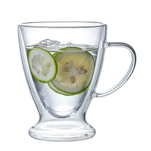 pointed bottom double wall glass cup