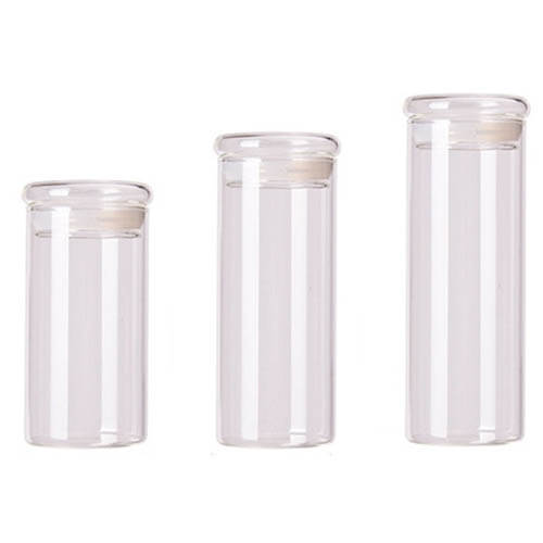 round glass storage jar with glass lid