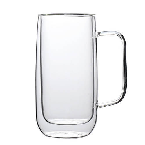 simple double wall glass cup with handle