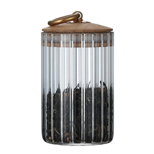 striped petals shape glass jar with bamboo lid