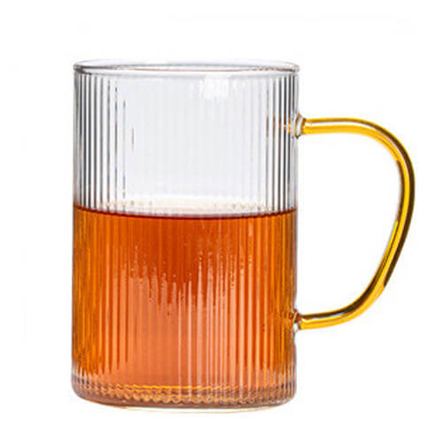 vertical striped glass cup with handle