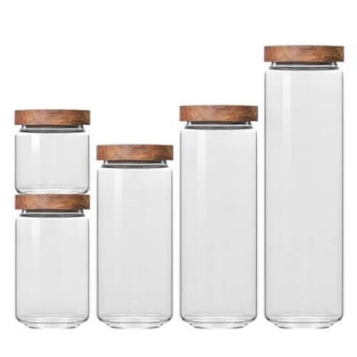 glass storage jar with acacia lid 1