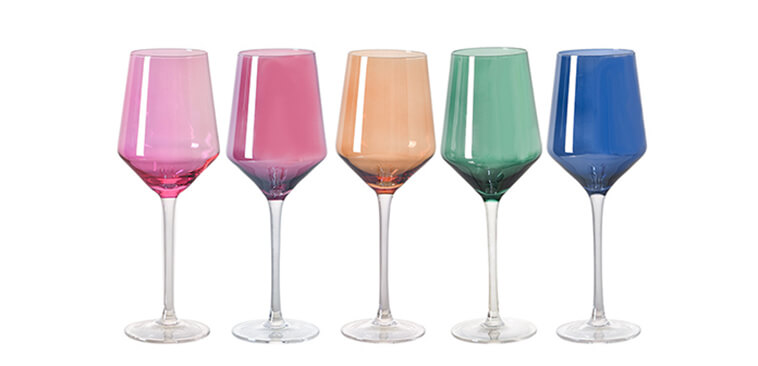 electroplated colored long stem glasses